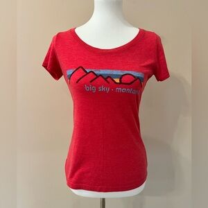 Big Sky Montana Graphic Tee Retro Mountain Sunset Travel Souvenir (05)